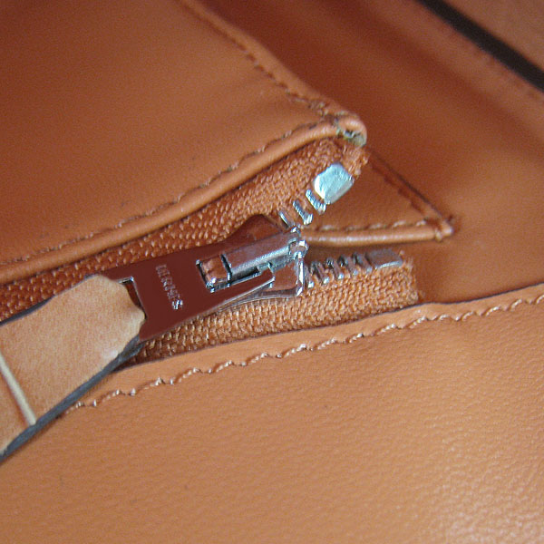 High Quality Fake Hermes Birkin 35CM Crocodile Veins Leather Bag Orange 6089 - Click Image to Close